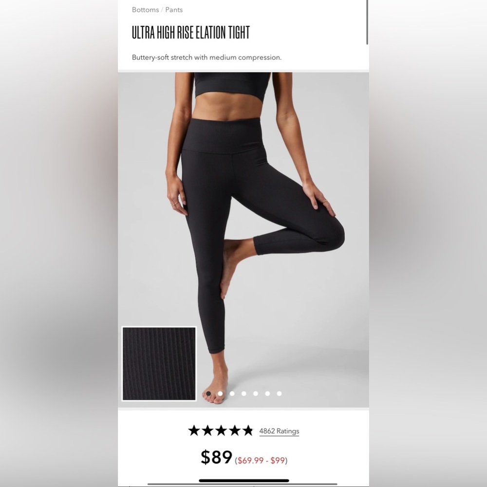 NWT Athleta Ultra High Rise Black Legging